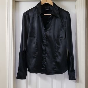 George Stretch Black Women button up Blouse